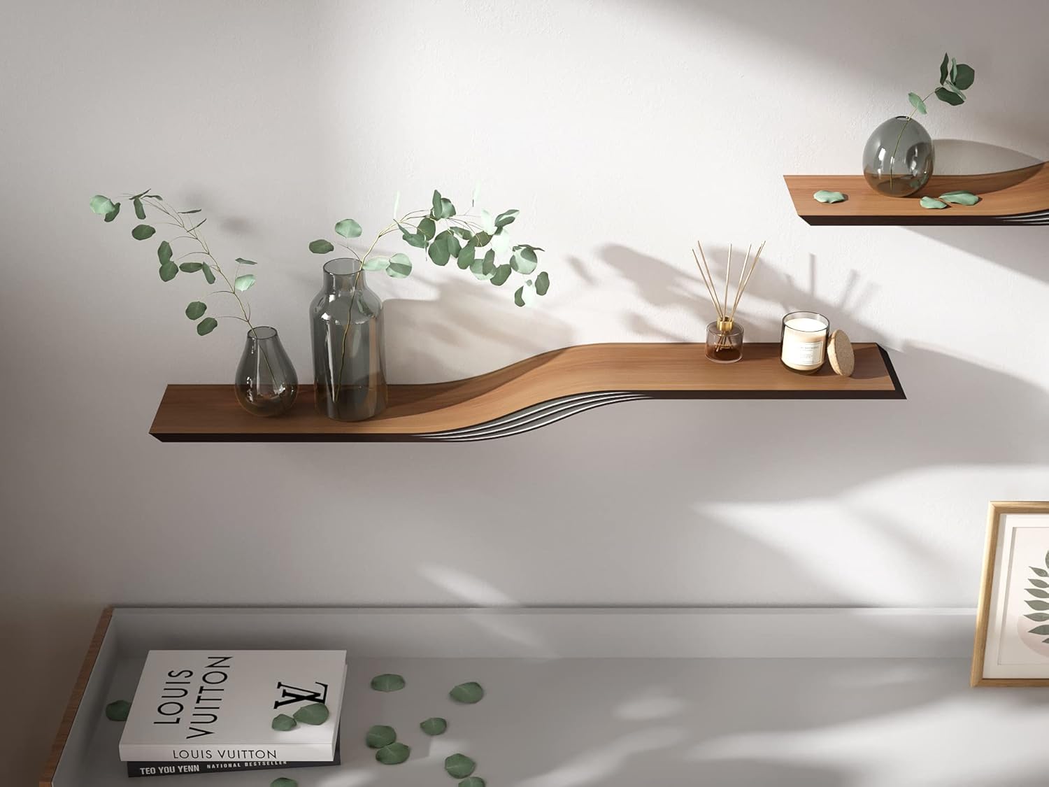 EWART WOODS 36 Inch Floating Shelf with Curved Design