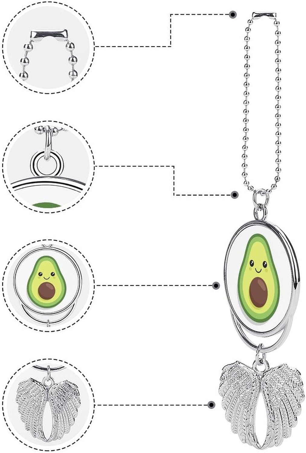 Elegant Car Hanging Ornament - Kawaii Avocado Mirror Pendant