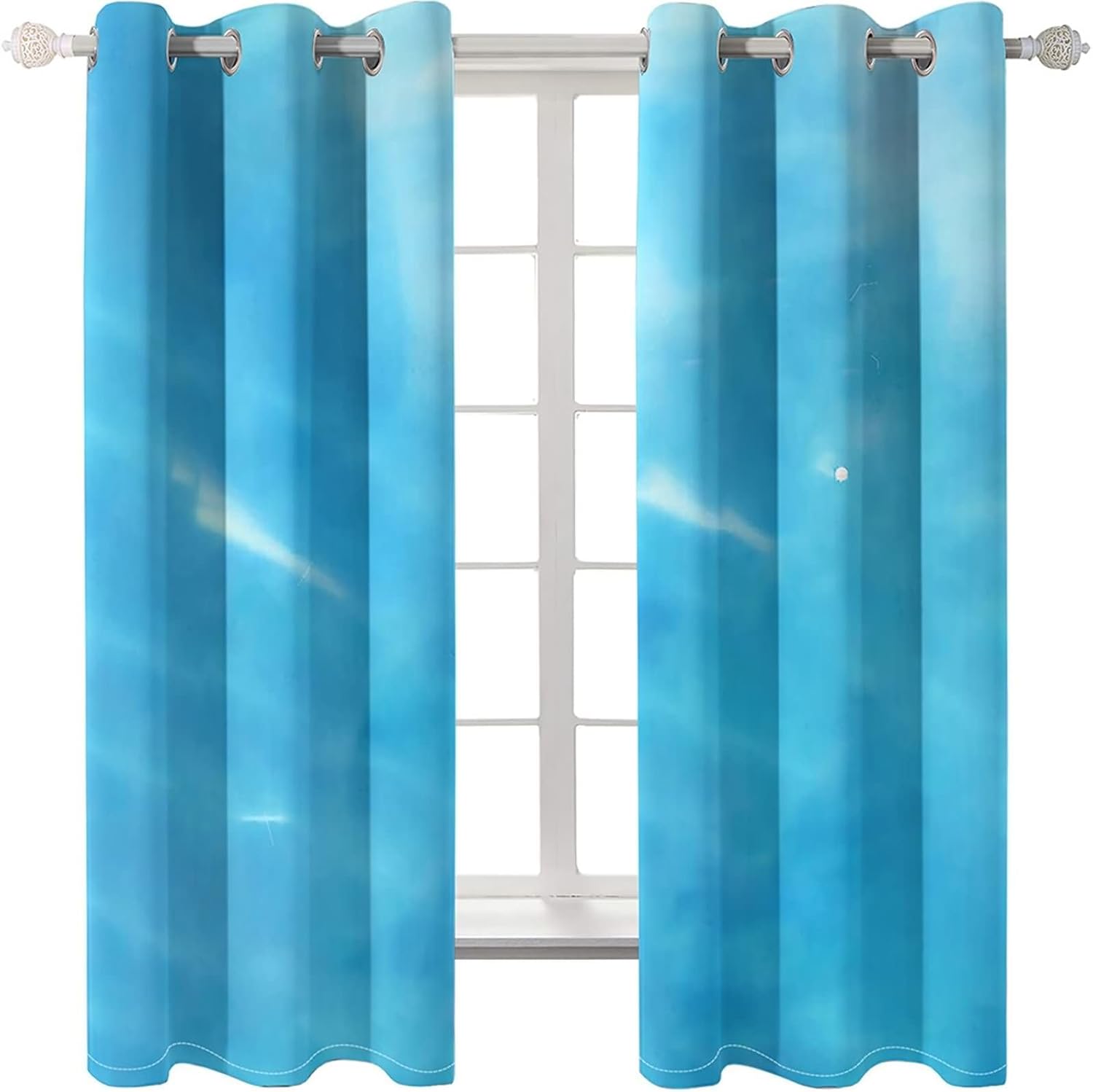 Homxi Blackout 2 Panel Set for Balcony Sea Blue Grommet Curtains