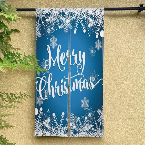 ChloropLastid Blue Snowflake Noren Door Curtain