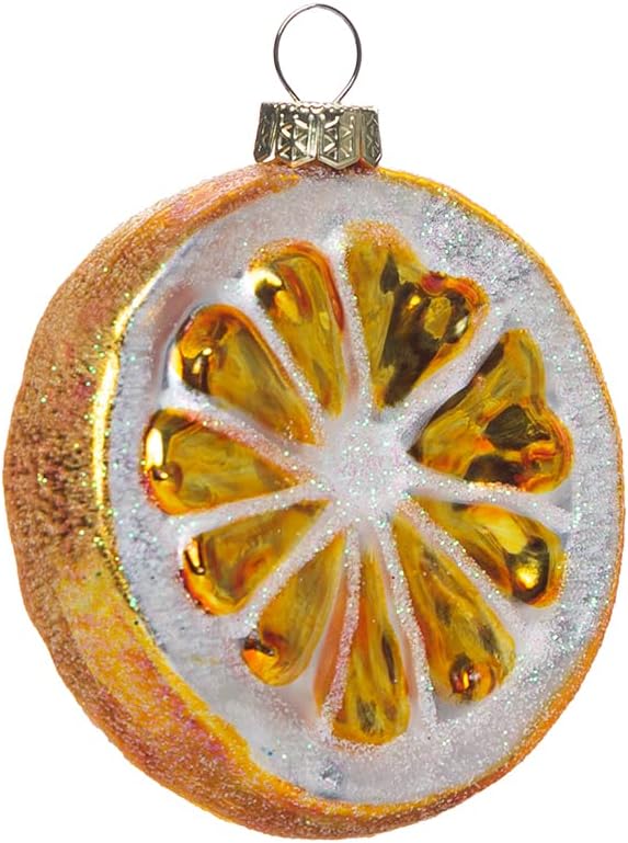 2 Pack Hand Blown Glass Lemon Ornaments for Christmas Tree