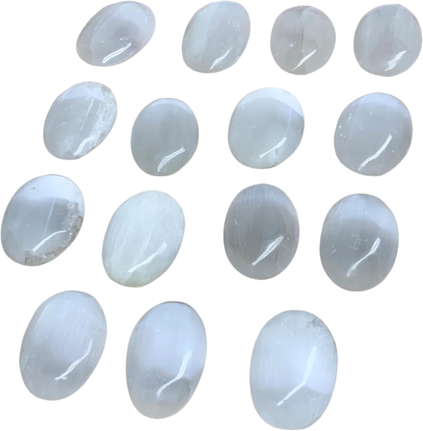 WatanGems 1pc Natural Selenite Palm-Stone Crystal Pillow Shape Collectible