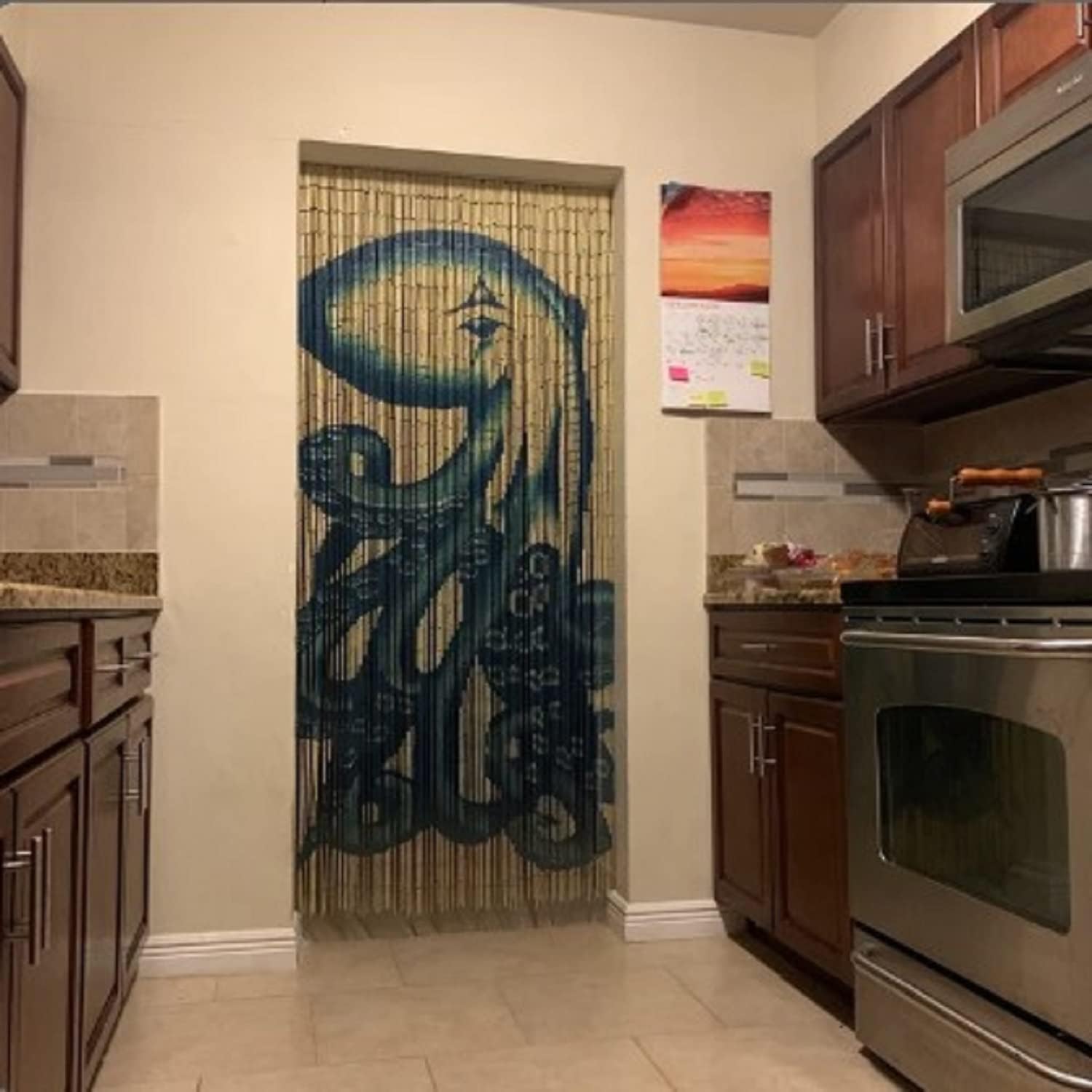 TACHILC Octopus Bamboo Bead Door Curtain