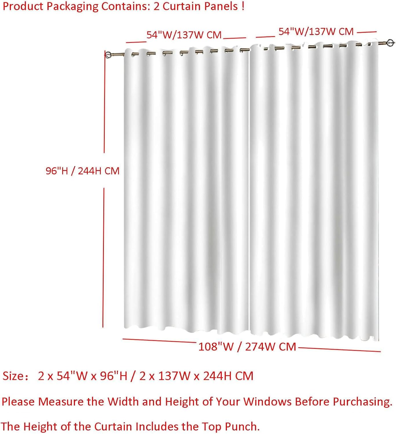 Grommet Blackout Curtains 2 Panel Set for Balcony and Living Room