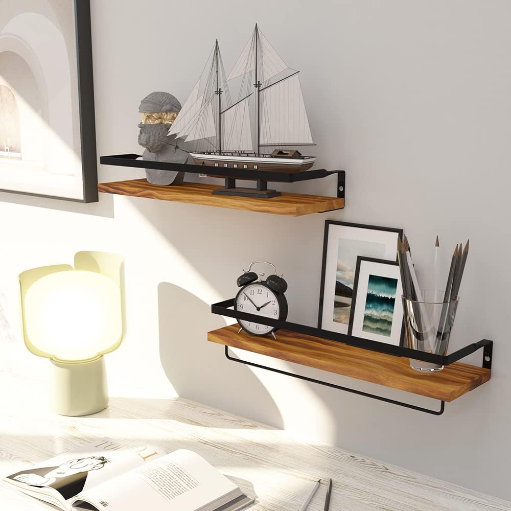 Floating Shelves for Wall Set of 2 Carbonized Black