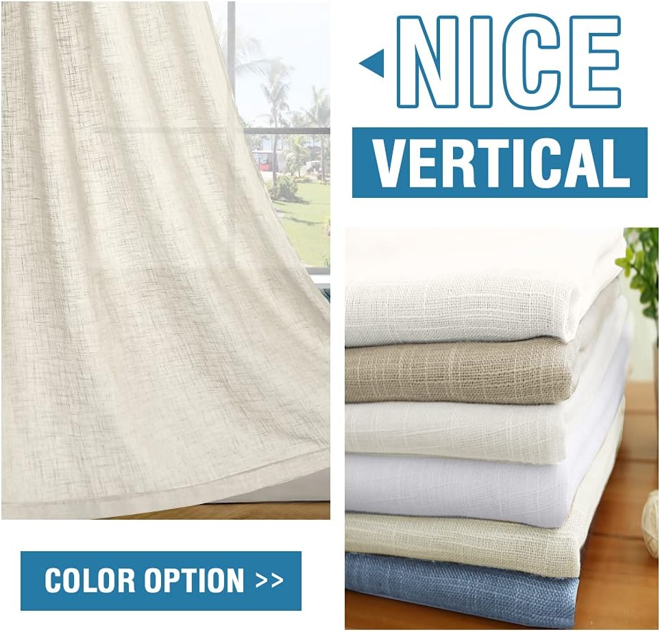 HVERSAILTEX Natural Linen Blended Curtains Burlap Textured Ivory 52 x 108