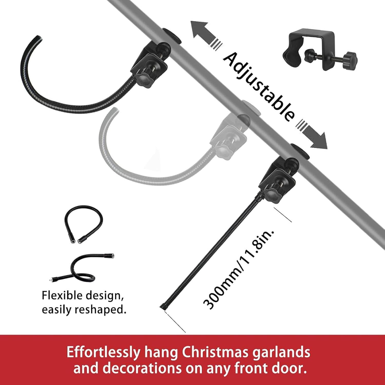 Double Door Christmas Decoration Hanger Black Metal Adjustable