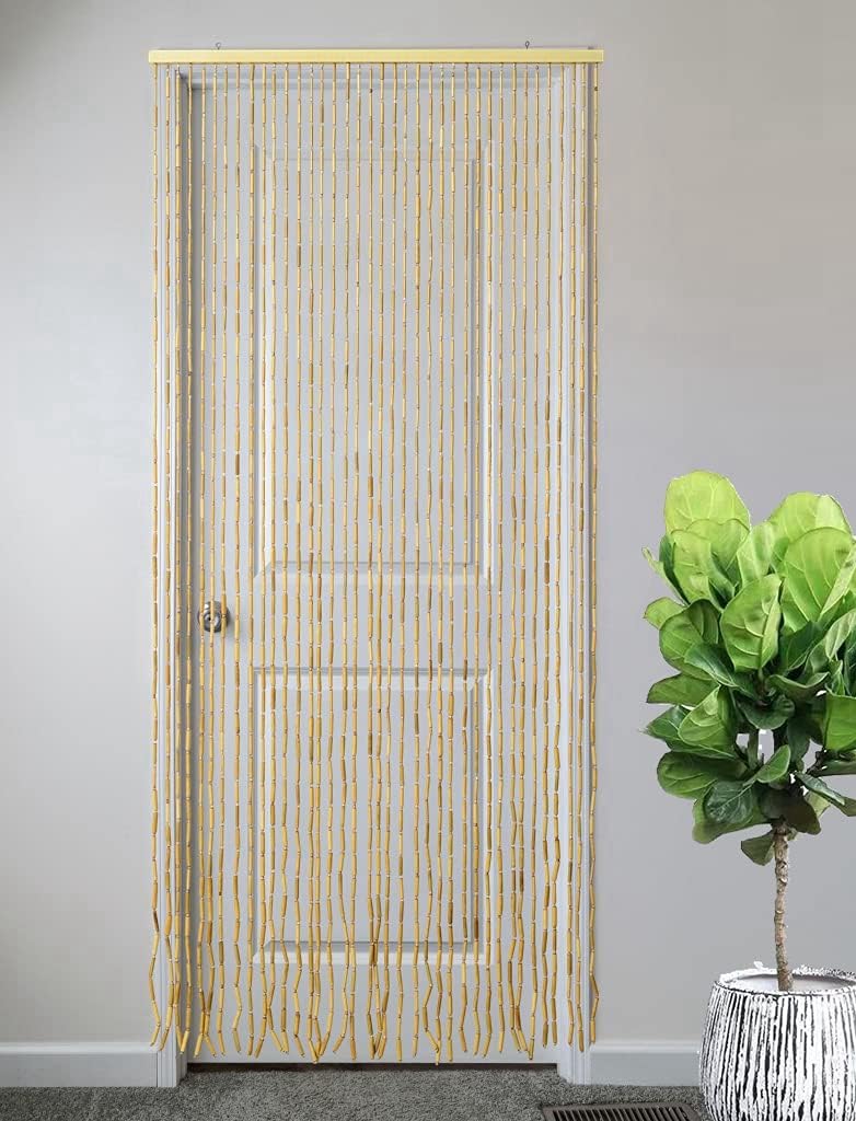FlavorThings 36x79 inch Natural Wood Bamboo Beaded Curtain Room Divider
