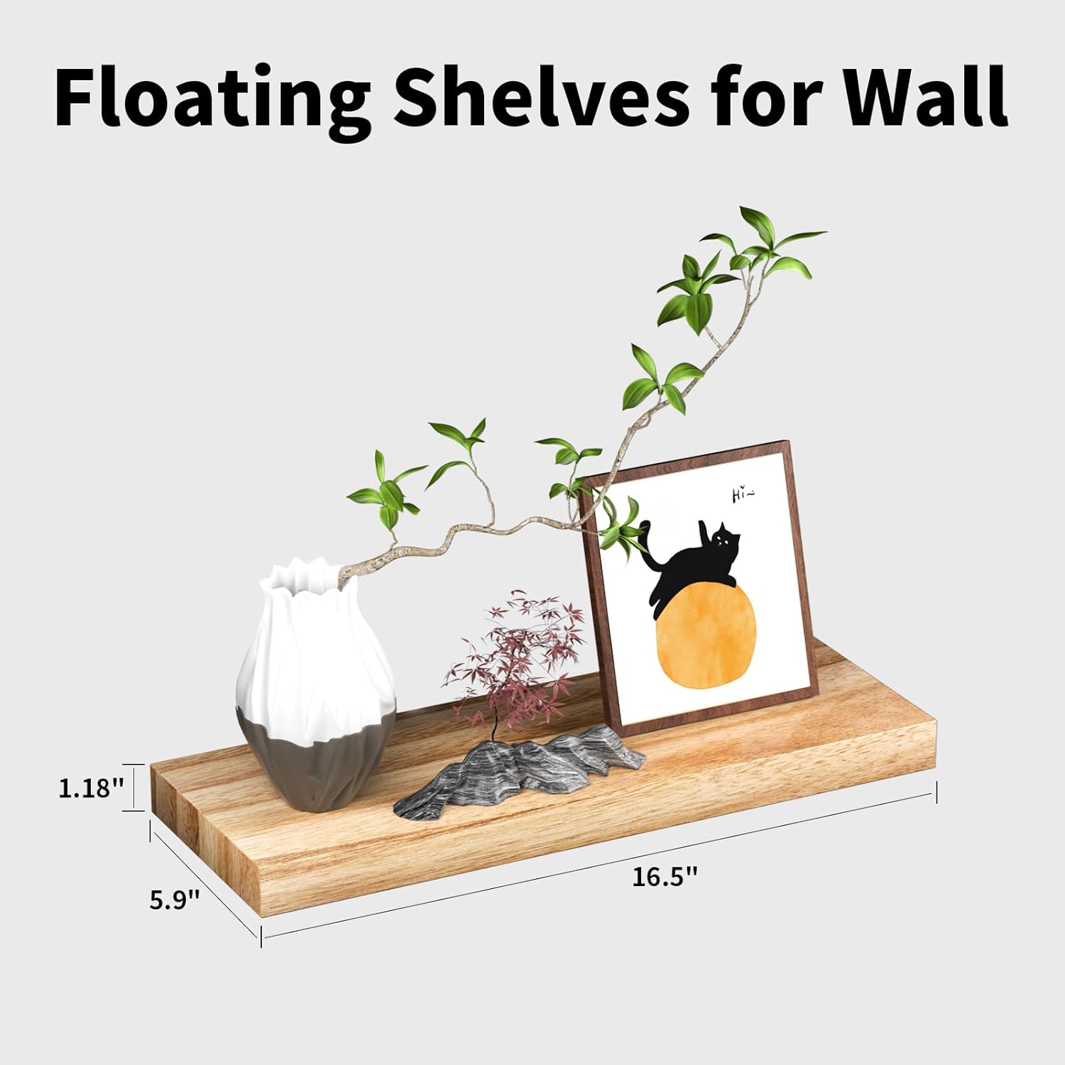 165in Floating Shelves Set of 2 Rustic Solid Wood Renter Friendly