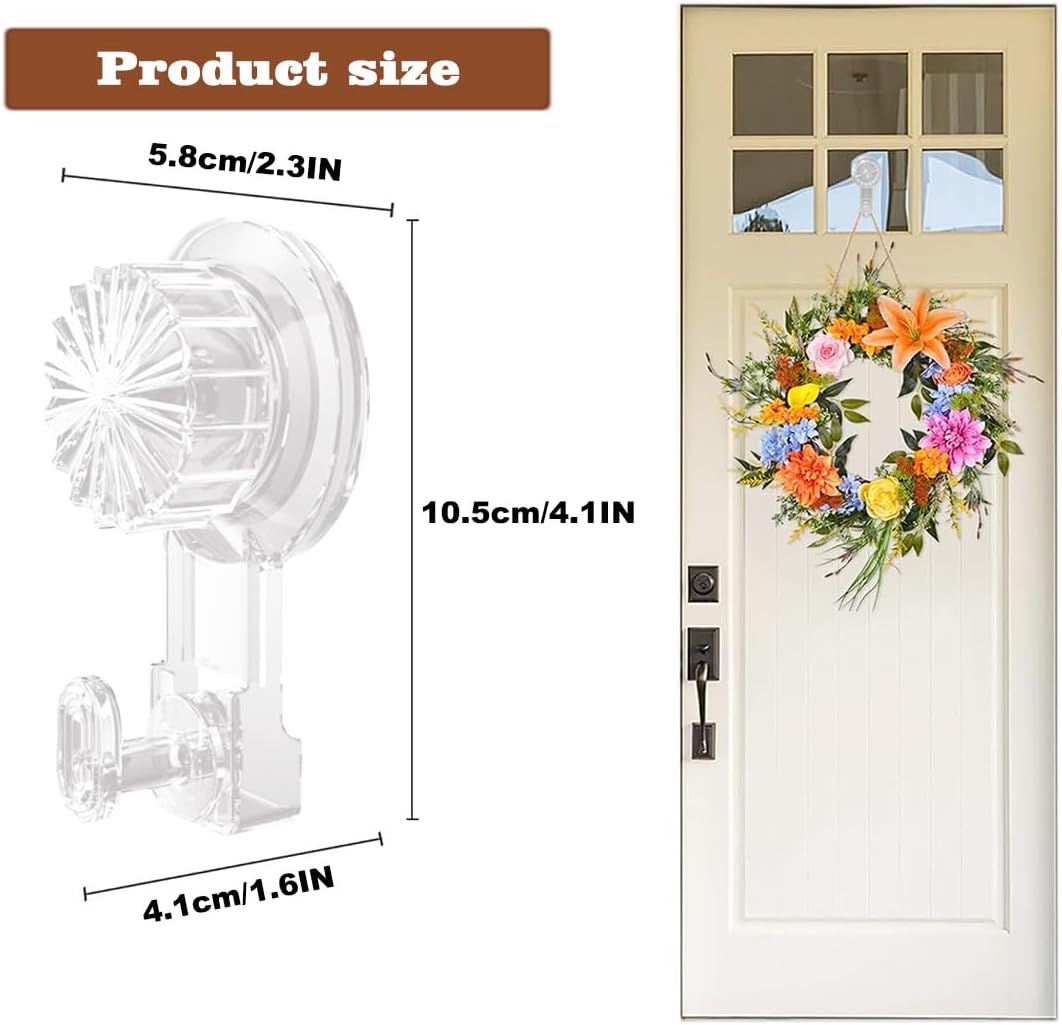 2 Pack Suction Cup Wreath Hooks 22 LB Heavy Duty Waterproof