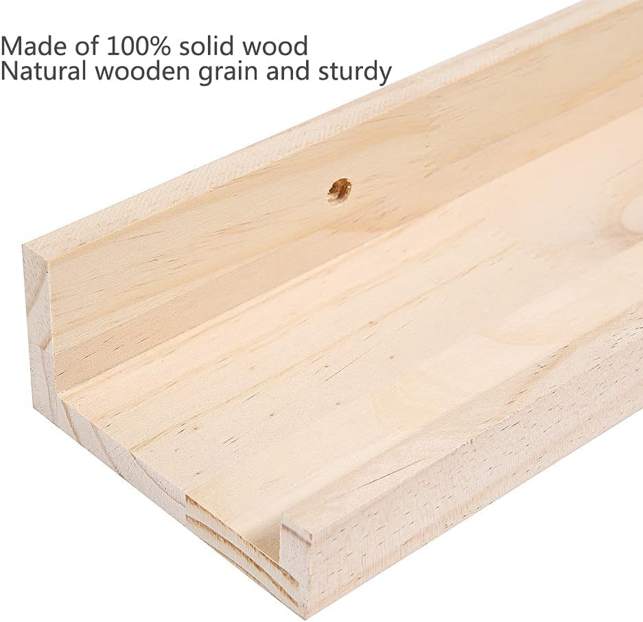 MBYD 24 Inch Floating Shelves Set of 3 Natural Wood