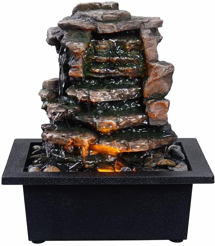 GOSSI Indoor Waterfall Fountain with LED Lights