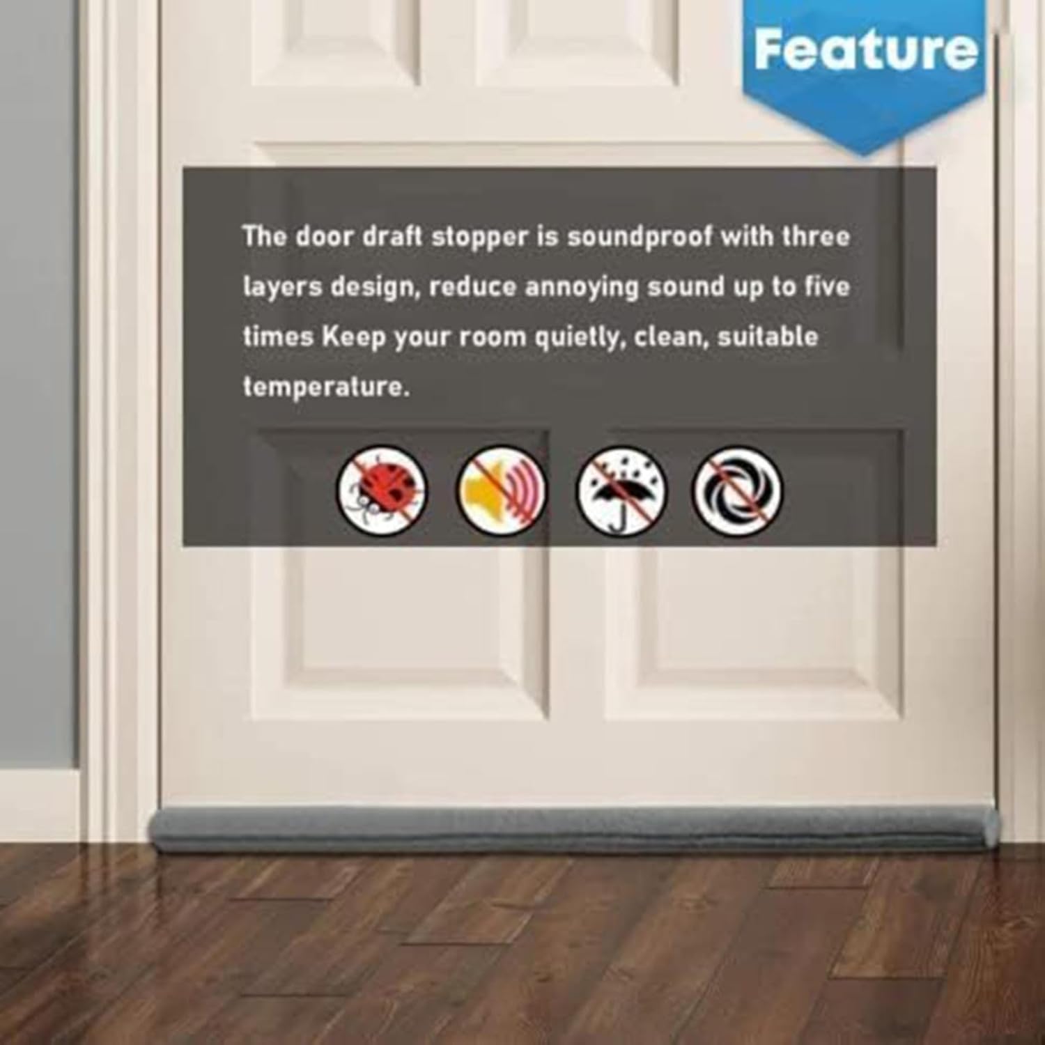 Adjustable Door Draft Stopper for Noise and Weather Blocking