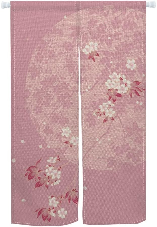 Leowefowa Pink Blossom Door Curtain with Privacy