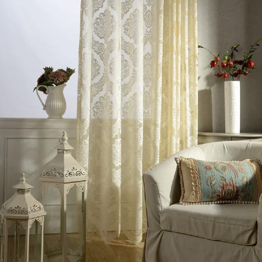 Simple European Style Solid Color Jacquard Curtains Panel