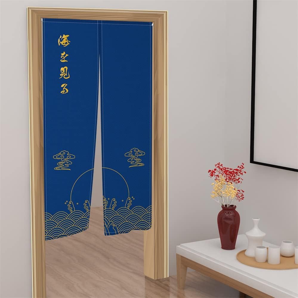 Leowefowa Japanese Noren Curtain with Lucky Clouds Design