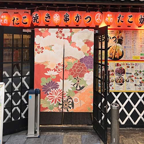 BAIHT HOME Cotton Linen Japanese Noren Curtain Panel 335x355 Inch Flower