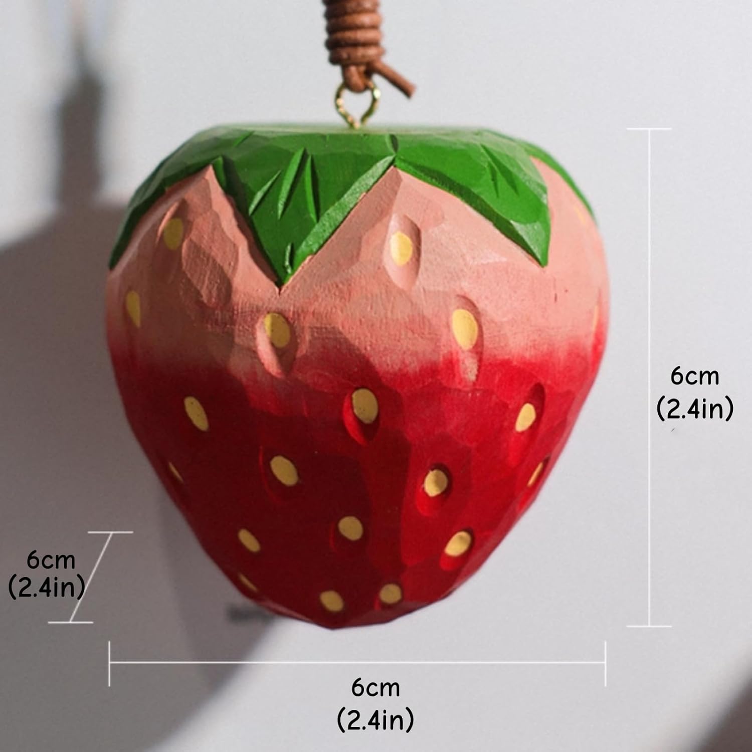 Handcrafted Strawberry Wood Ornament - Car Decor Gift for Women