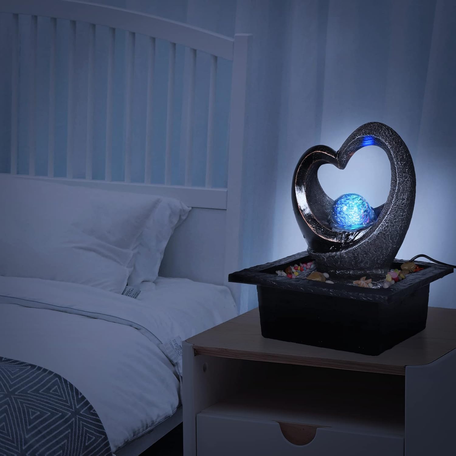 Ferrisland Tabletop Water Fountain with LED Light