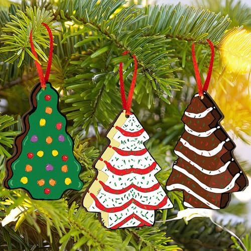 Bobby Creativity 3pcs Farmhouse Christmas Tree Ornament with Sprinkles Frosting Cake