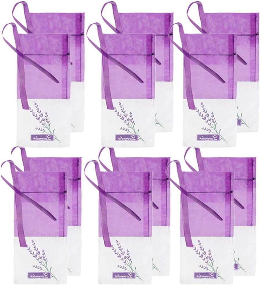 LapangZi Lavender Sachets 12 Purple Drawstring Bags