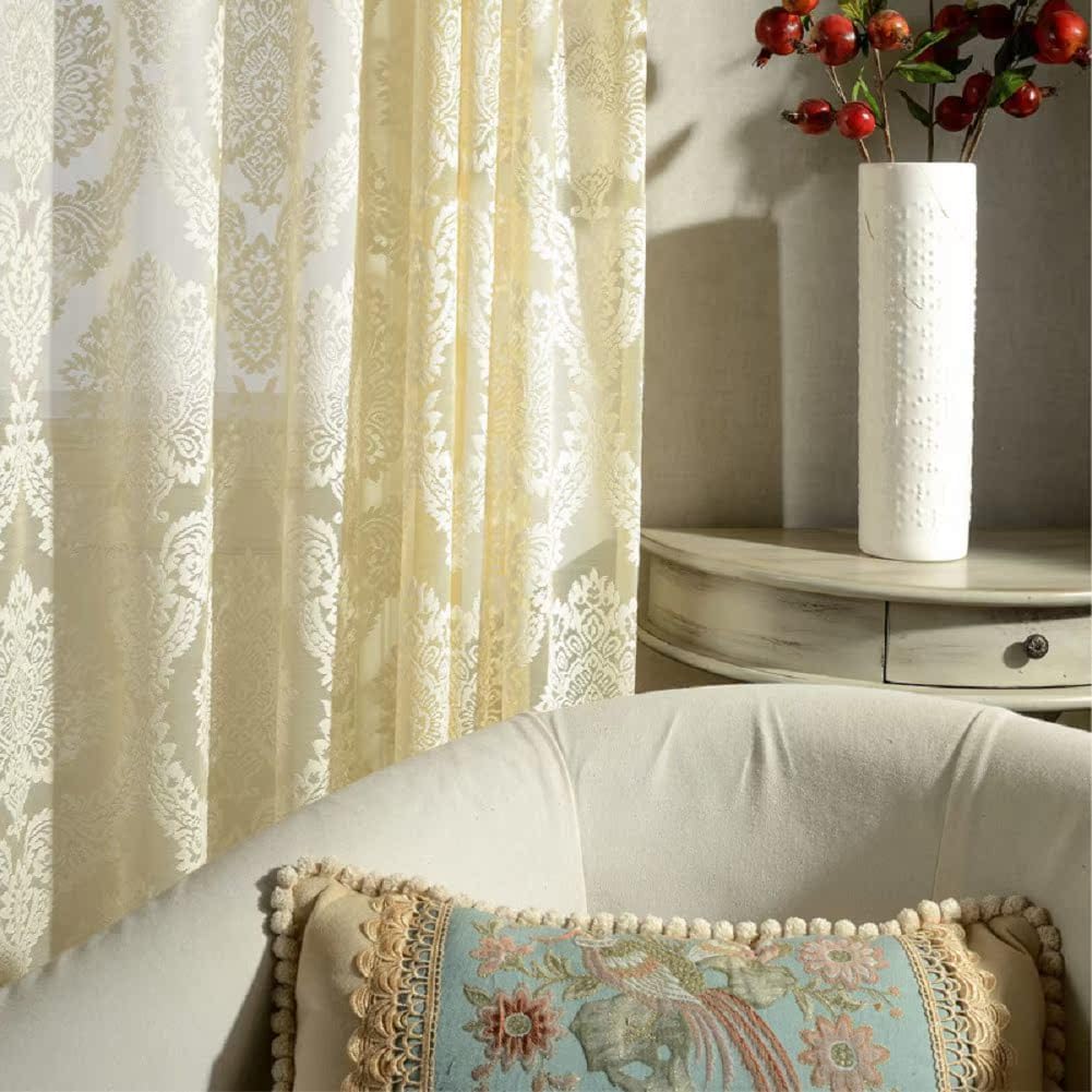 Simple European Style Solid Color Jacquard Curtains Panel