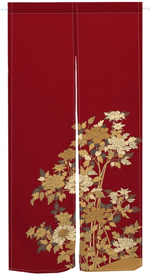 Leowefowa Red Blooming Flowers Door Curtain