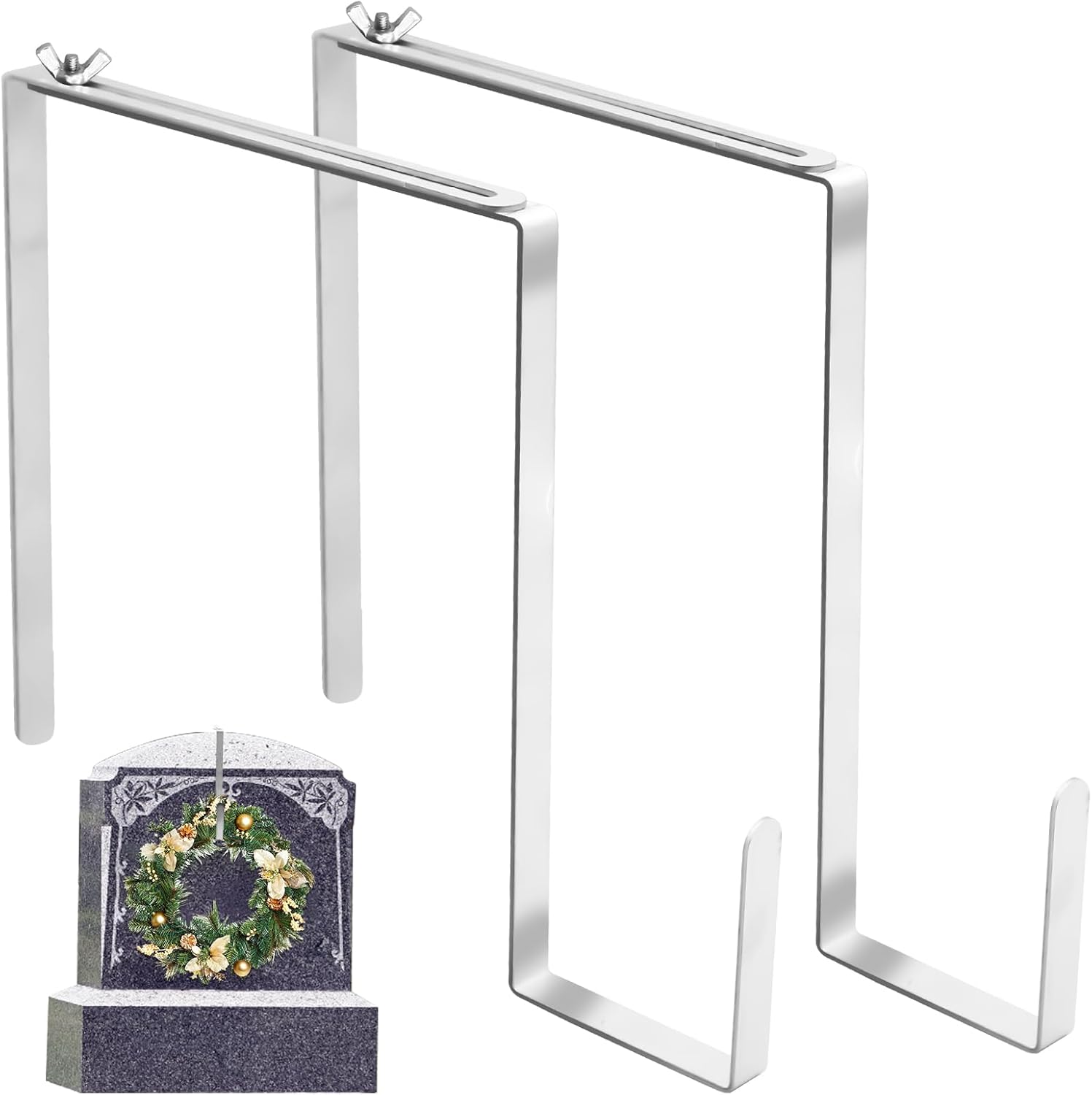2Pcs Adjustable Christmas Wreath Hanger for Tombstones