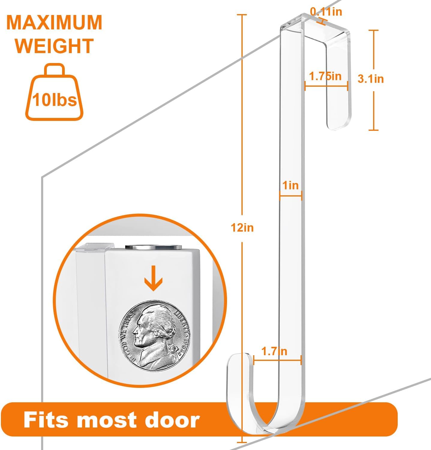 GameXcel 12 Inch Clear Wreath Hanger 4 Pack