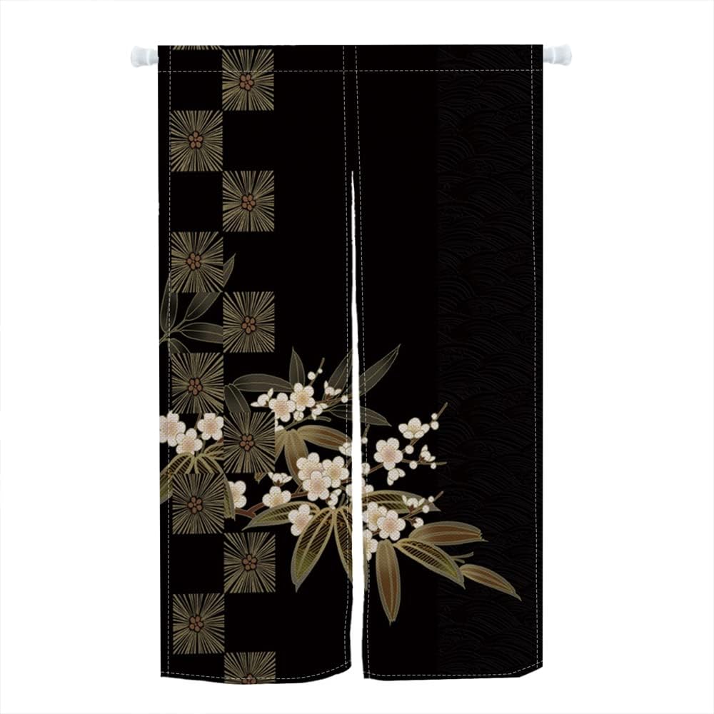 Leowefowa Noren Door Curtain with Blossom Flowers Design
