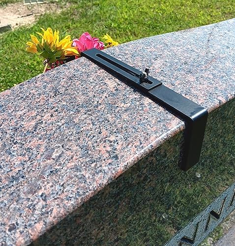 Carson Adjustable Headstone Wreath Holder - Black Metal