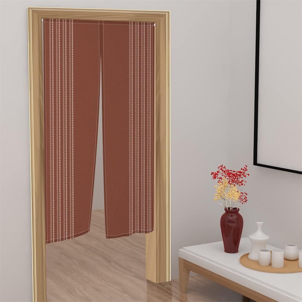 Leowefowa Japanese Noren Door Curtain Panel 335x59 Inch Beads Brick Red