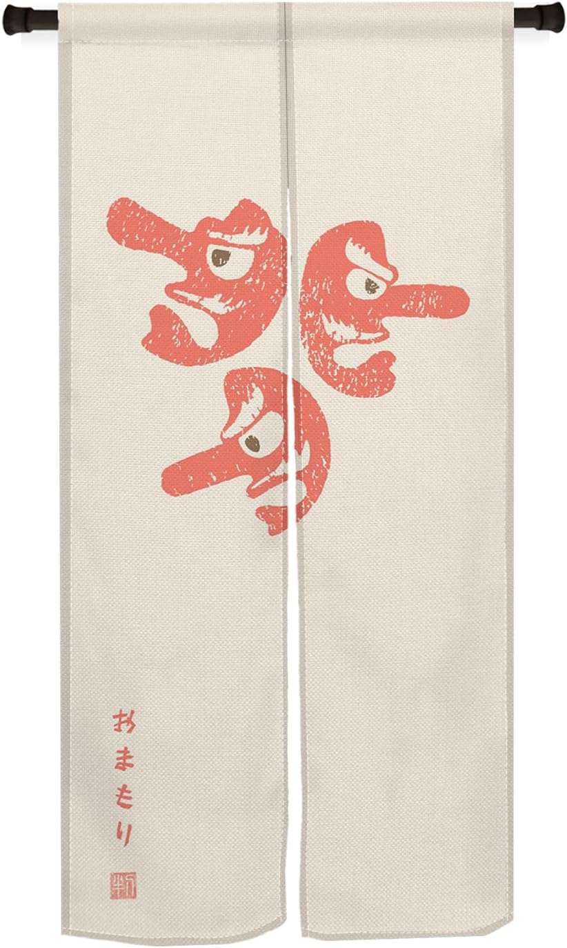 Traditional Japanese Noren Door Curtain with Funny Print 1