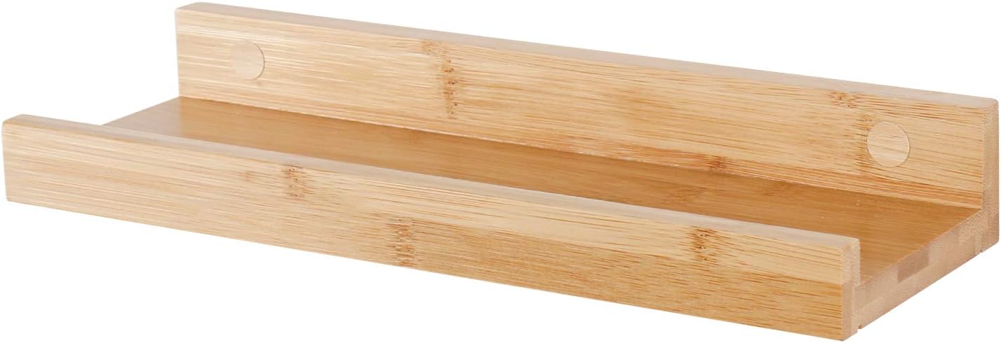 Natural Bamboo Floating Shelves Wall Mounted Decor Organizer