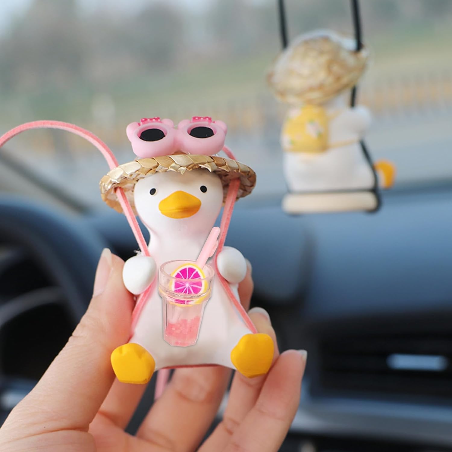Cool Swinging Duck Car Mirror Ornament Grapefruit