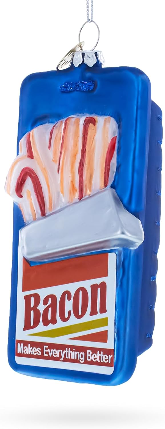 BestPysanky Bacon Pack Blown Glass Christmas Ornament