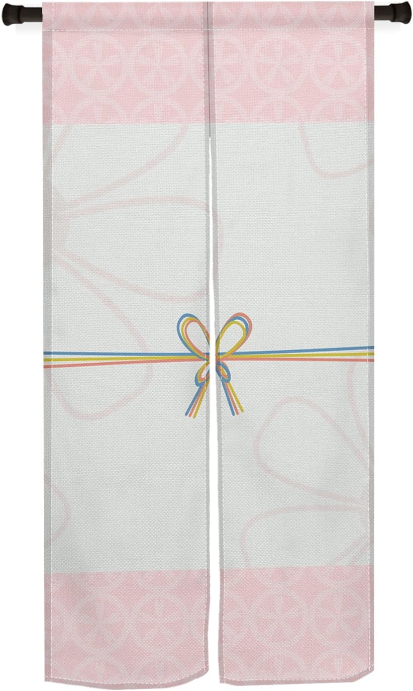 Japanese Style Door Curtain with Flowers and Bow