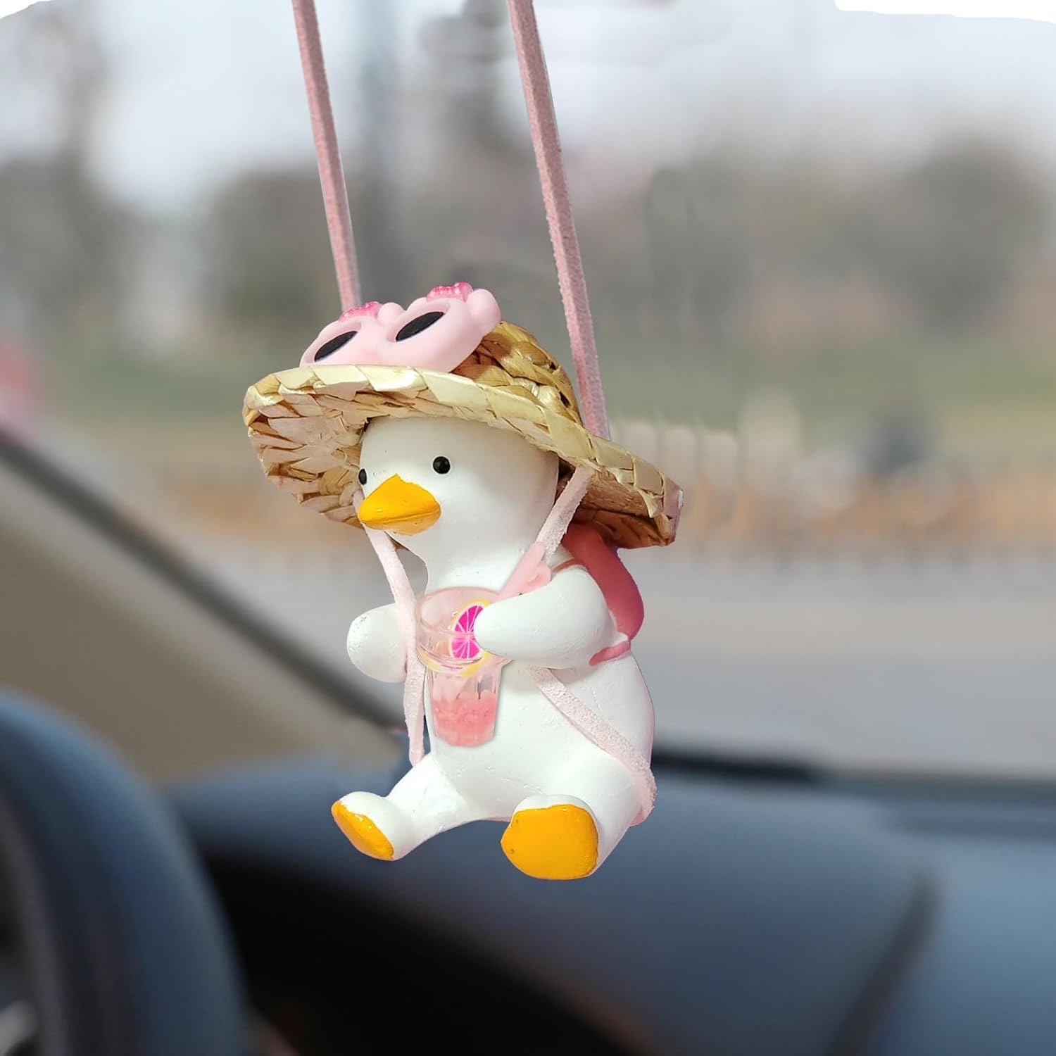 Cool Swinging Duck Car Mirror Ornament Grapefruit