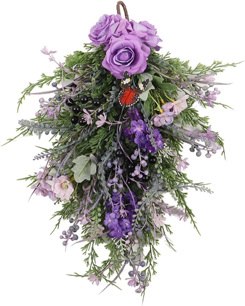 Artificial Lavender Wreath 20 Inch Purple Floral Wall Hanging