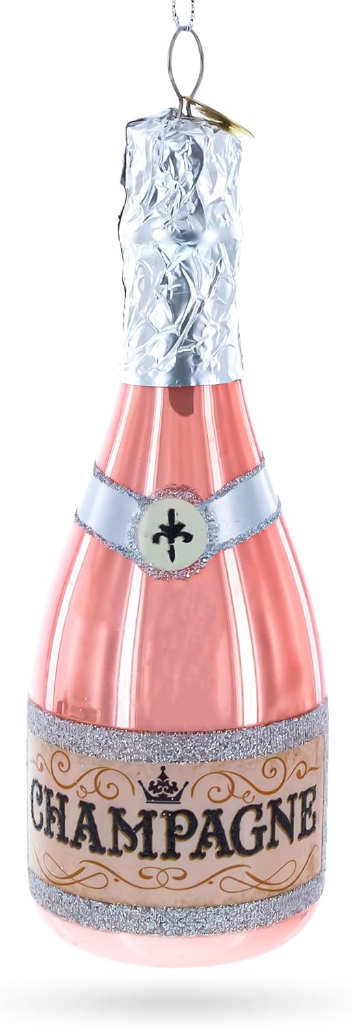 Pink Sparkling Wine Glass Christmas Ornament