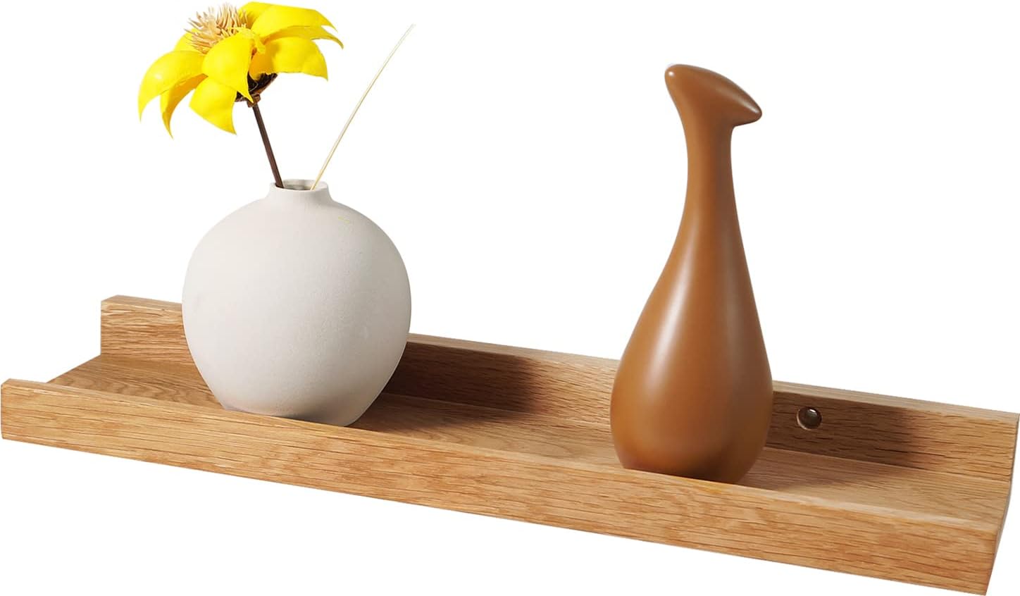 Natural Solid Oak Floating Wall Shelf 16 Inch
