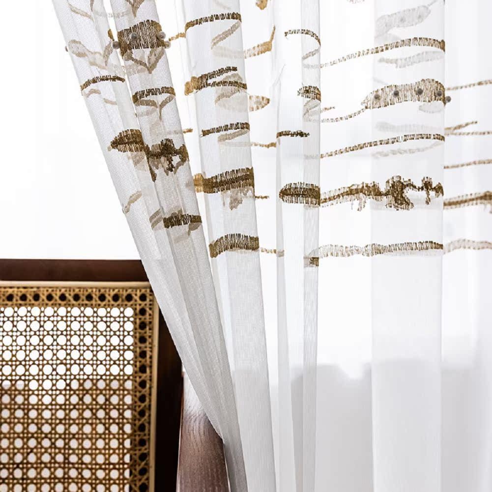 European American Pastoral Style Semi Sheer Curtains Panel 100x95 White
