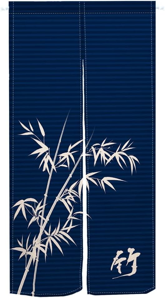 Leowefowa Bamboo Printed Door Curtain Panel 335 x 472 Royal Blue