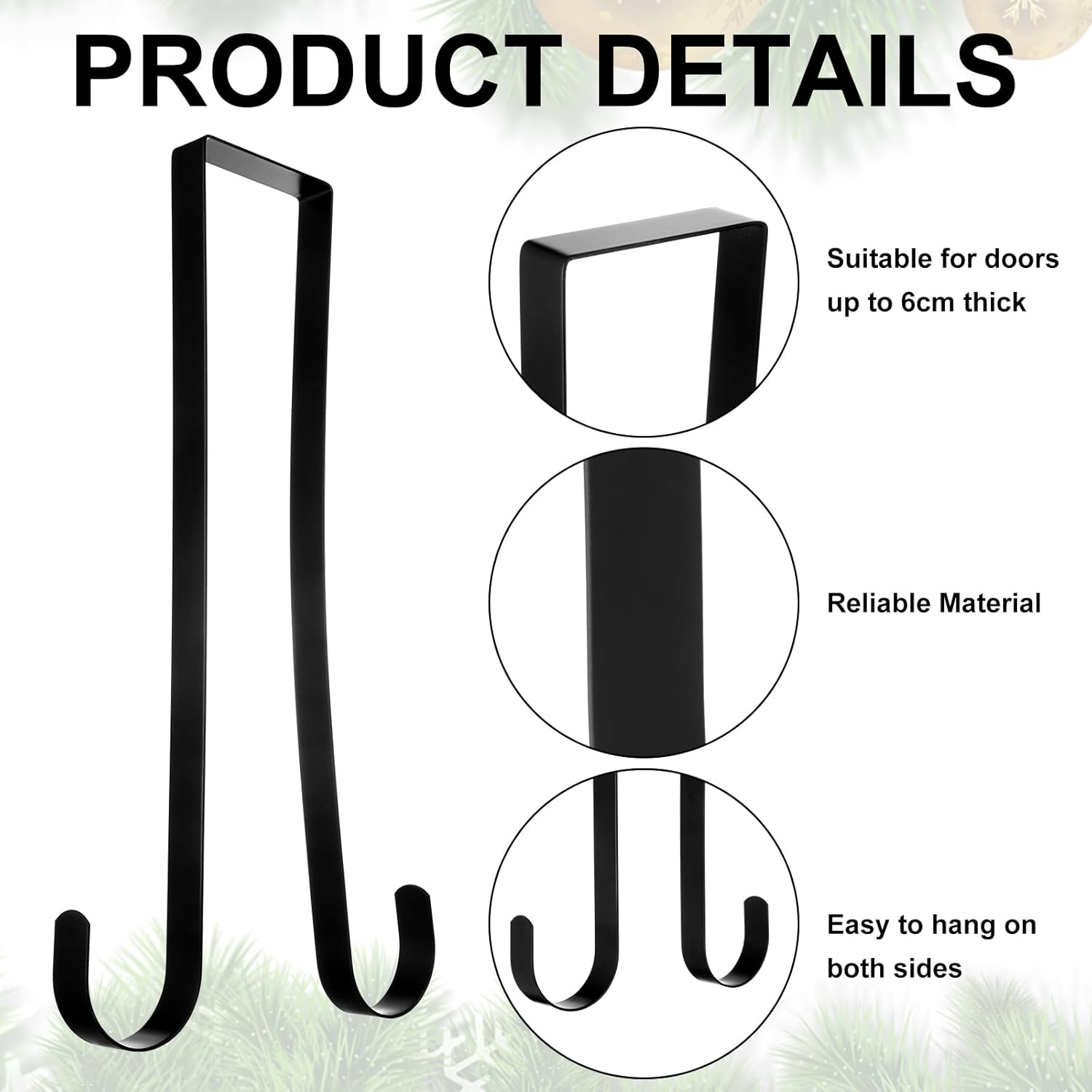2 Pcs 12 Inches Double Sided Wreath Hanger for Front Door