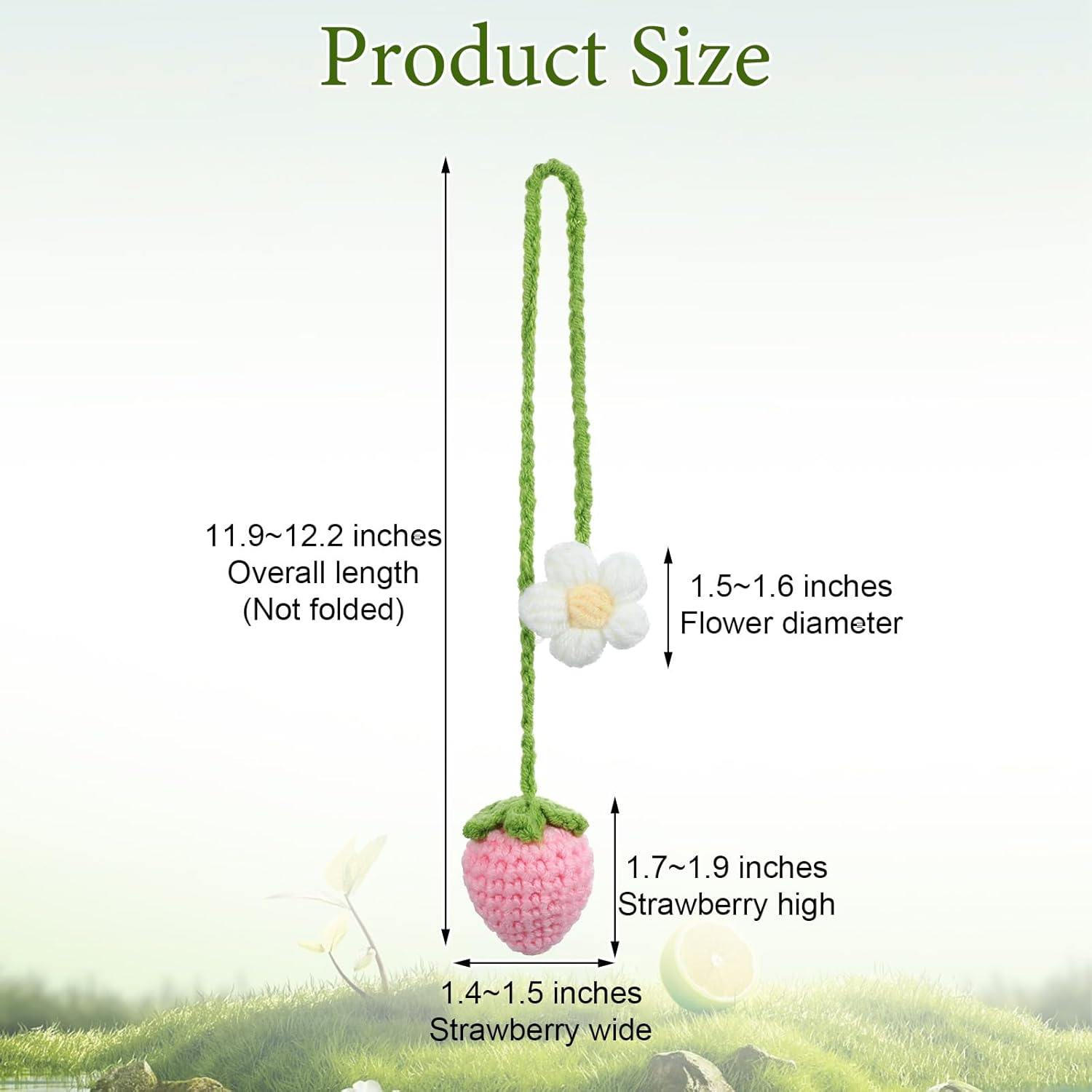 2 Pack Crochet Strawberry Flower Car Hanging Ornaments for Women