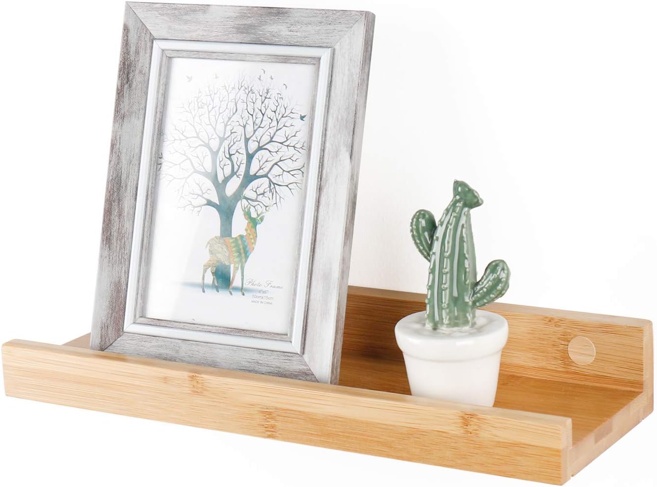Natural Bamboo Floating Shelves Wall Mounted Decor Organizer