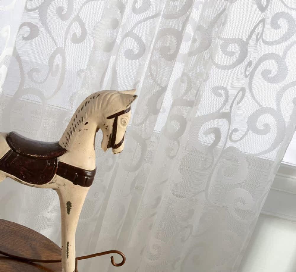 Modern Minimalist White Semi Sheer Curtain Panel