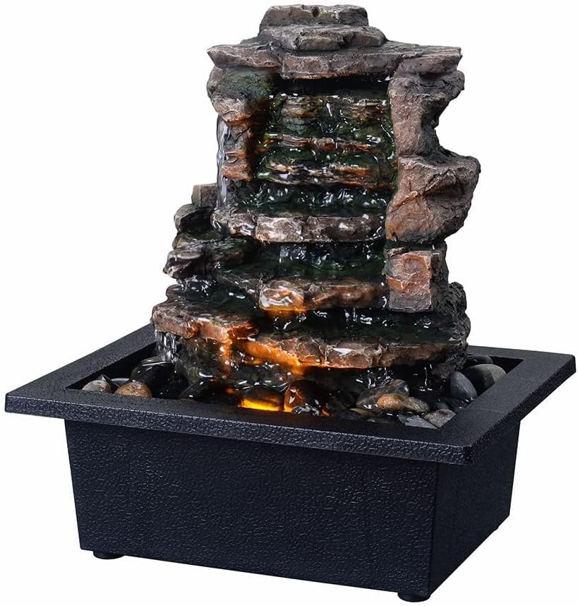 GOSSI Indoor Waterfall Fountain with LED Lights