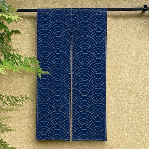 ChloropLastid Japanese Style Door Curtain Pure Blue