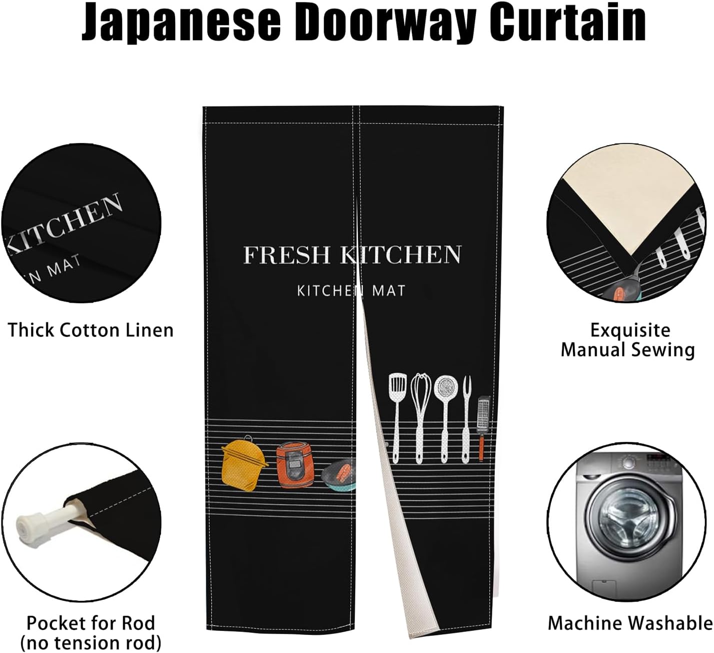 Japanese Noren Doorway Curtain 34x60 Inch
